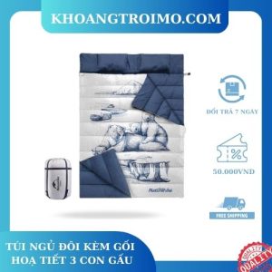 TÚI NGỦ ĐÔI KÈM GỐI  HOẠ TIẾT 3 CON GẤU